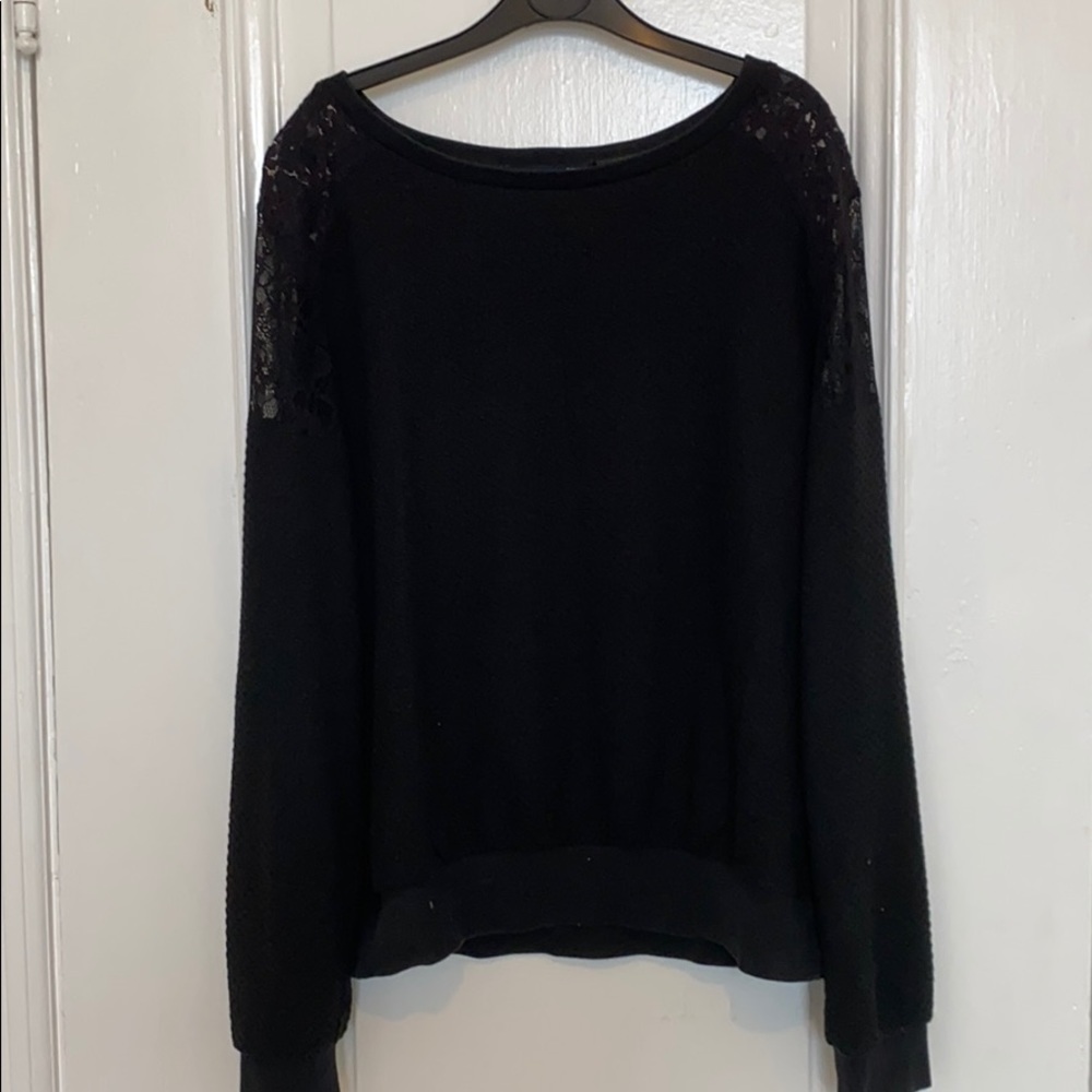 Lace sleeved black French Connection sweater M